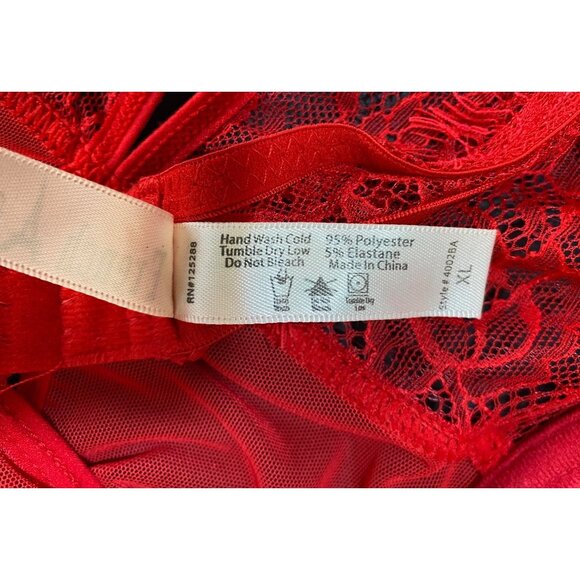 Sexy Red Lace Sheer Babydoll Lingerie‎ Dress Cutout  XL Sheer Stripper Hot  Goth - Picture 5 of 6